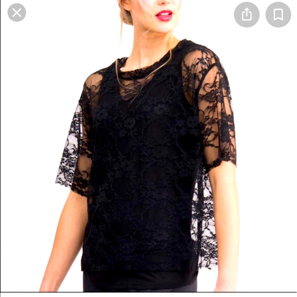 Black lace mesh tee